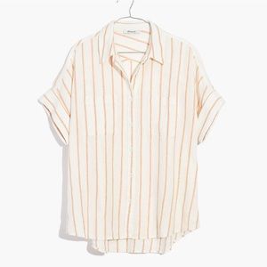 Madewell Cream and Tan Striped Button-Up Shirt